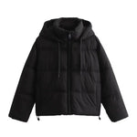 Zip Closure Hooded Puffer Coat