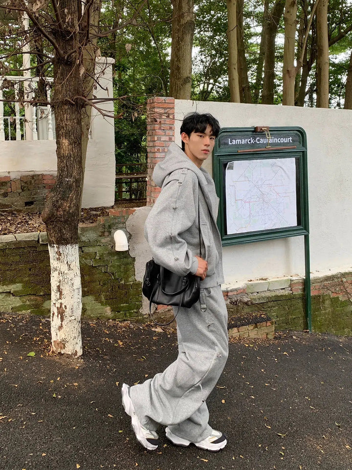 Zip Hooded Jacket Track Pants Set The Korean Fashion