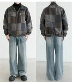 Zip Pockets Patchwork Bomber Jacket