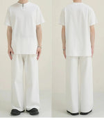 Zip Round Neck Short Sleeve T-shirt