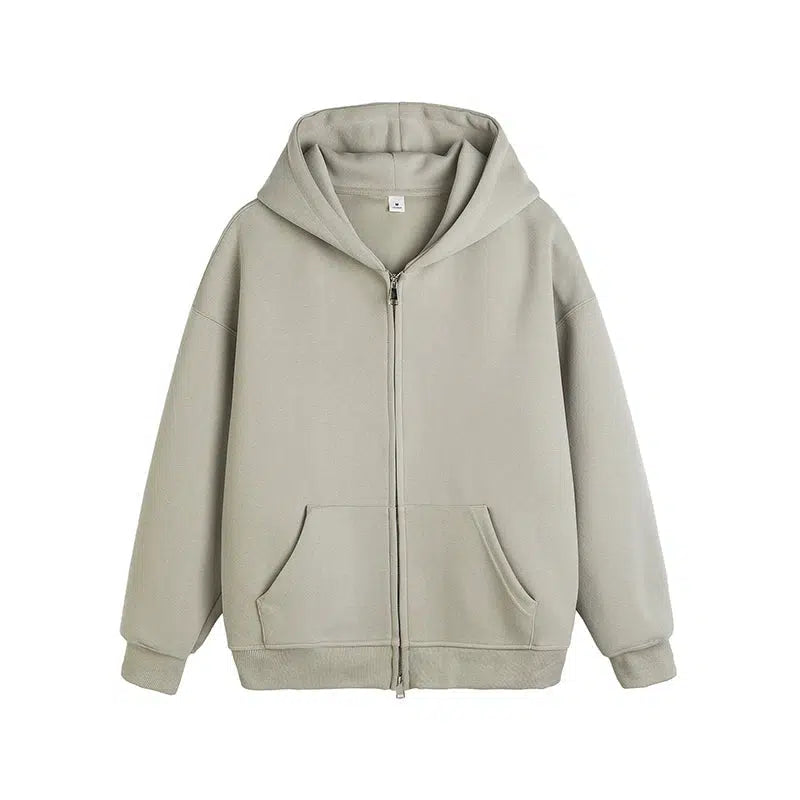 Drawstring Zip-Up Hooded Jacket