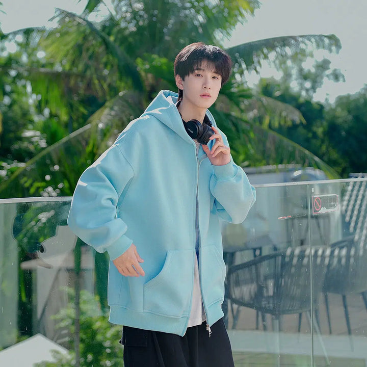 Drawstring Zip-Up Hooded Jacket