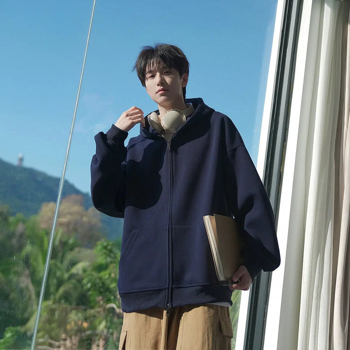 Drawstring Zip-Up Hooded Jacket