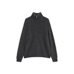 Zip-Up Mink Imitation Knit Sweater
