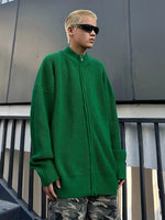 Zip-Up Ribbed Knit Cardigan