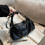 Zipper Closure Leather Shoulder Bag