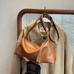 Zipper Closure Leather Shoulder Bag