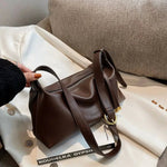 Zipper Closure Leather Shoulder Bag
