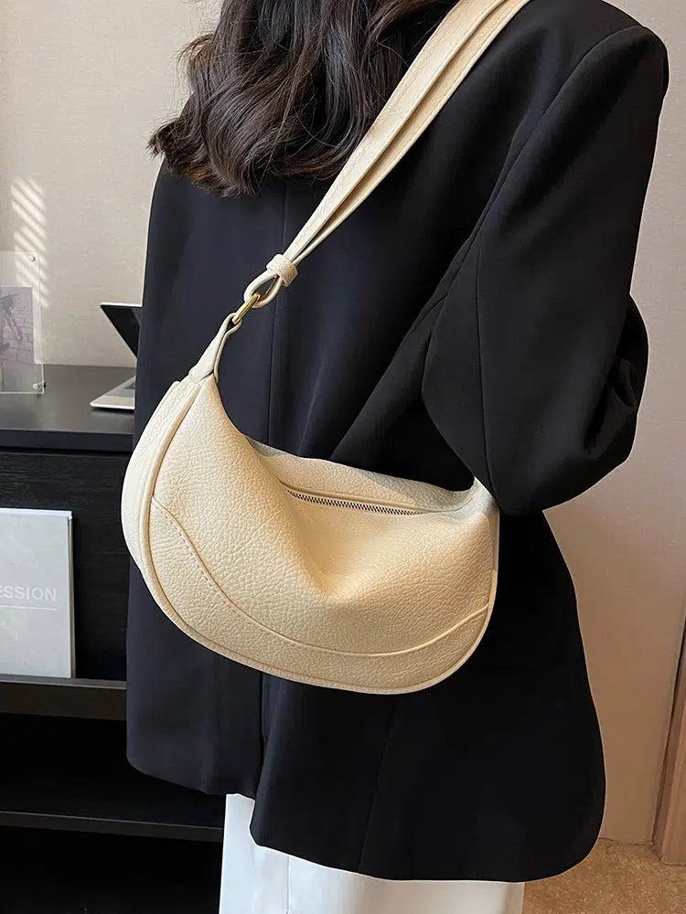 Zipper Closure Shoulder Handbag