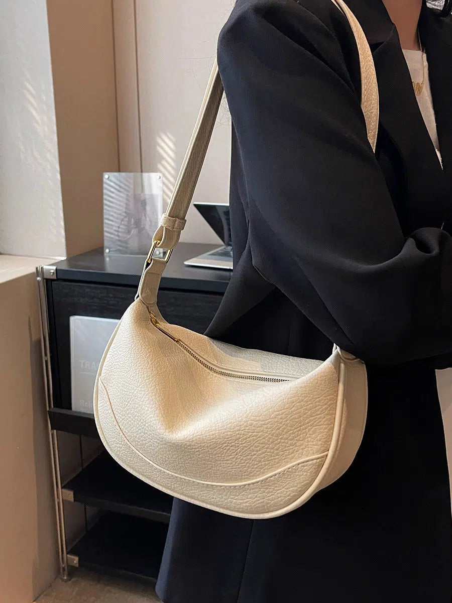 Zipper Closure Shoulder Handbag