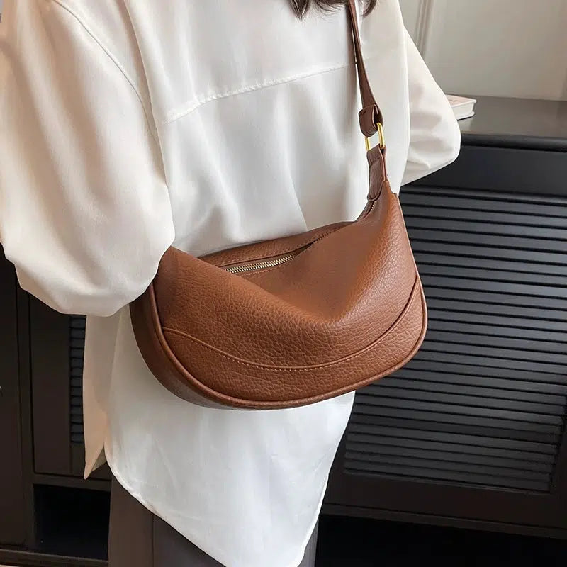 Zipper Closure Shoulder Handbag
