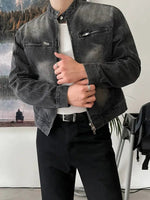 Zipper Details Casual Denim Jacket