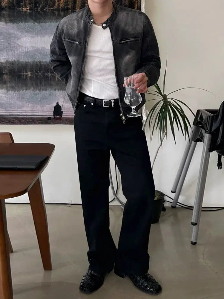 Zipper Details Casual Denim Jacket