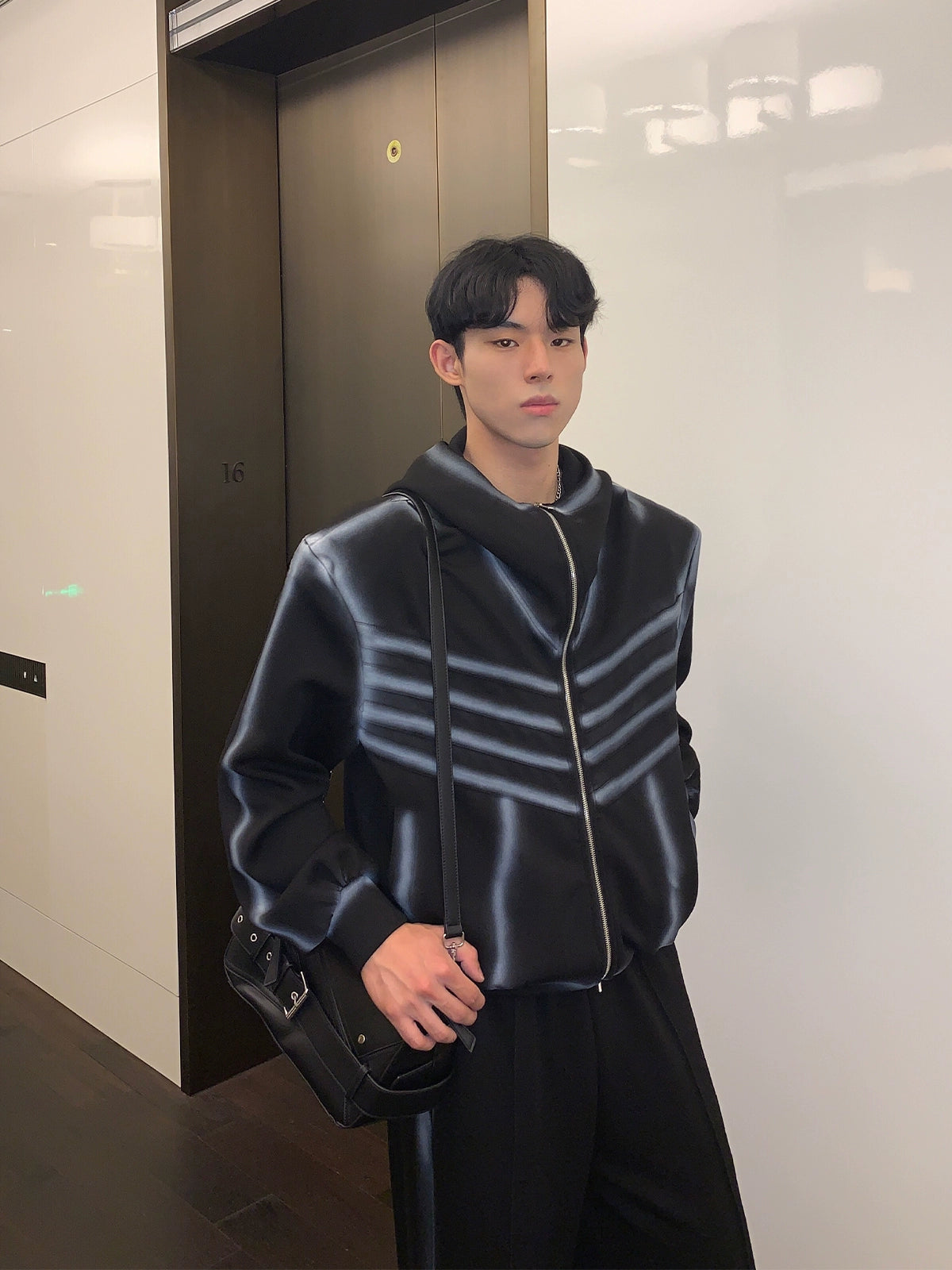 Zipper Hooded Jacket Loose Straight Pants Suit