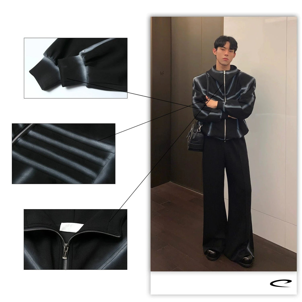 Zipper Hooded Jacket Loose Straight Pants Suit