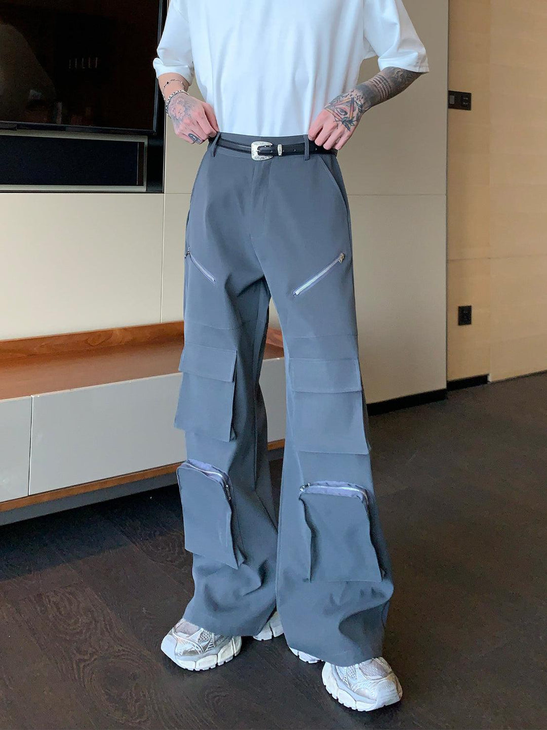 Zipper Multi pocket Wide leg Cargo Pants