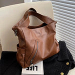 Zipper Pocket Versatile Leather Tote Bag