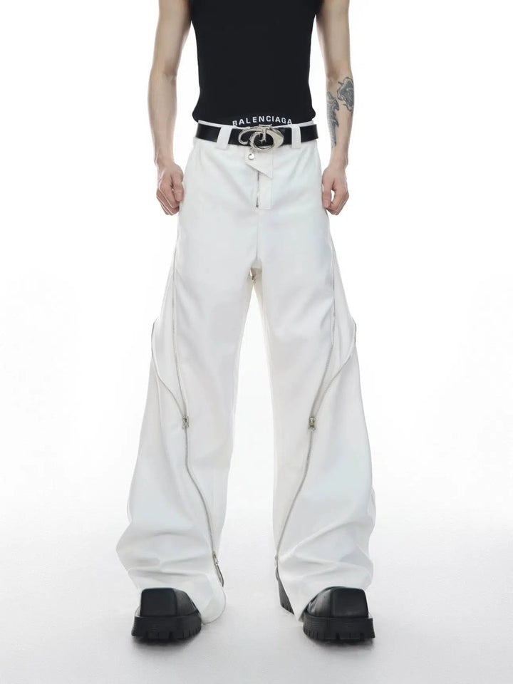 Zipper Slit Slightly Flared Pants