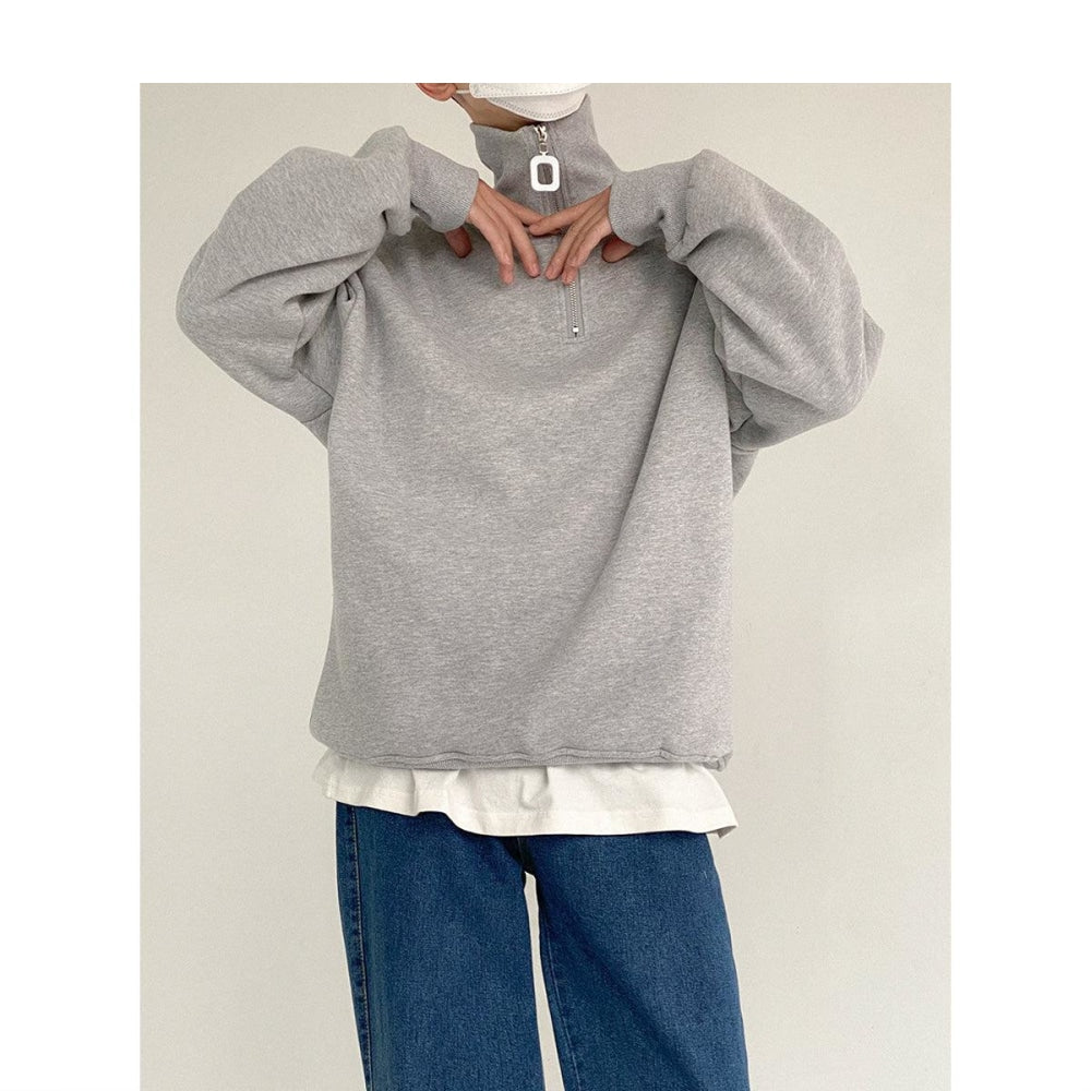 Zipper Stand Collar Sweatshirt