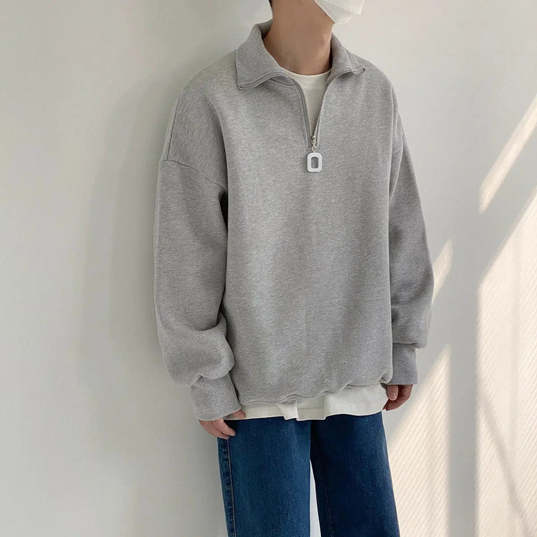 Zipper Stand Collar Sweatshirt