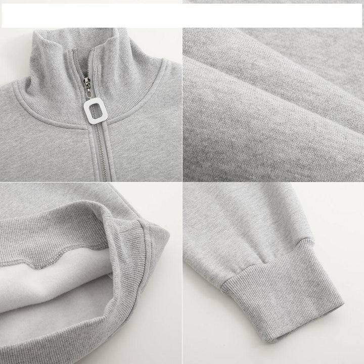 Zipper Stand Collar Sweatshirt