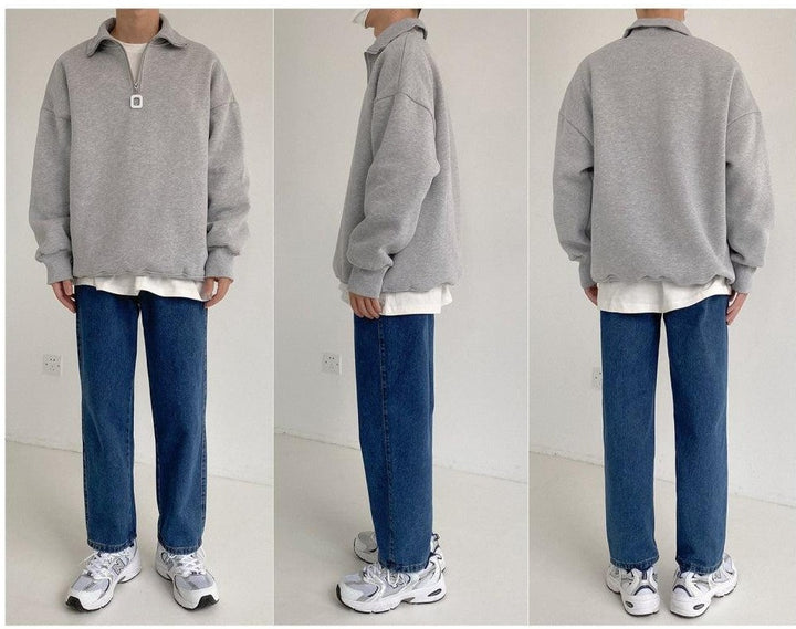 Zipper Stand Collar Sweatshirt