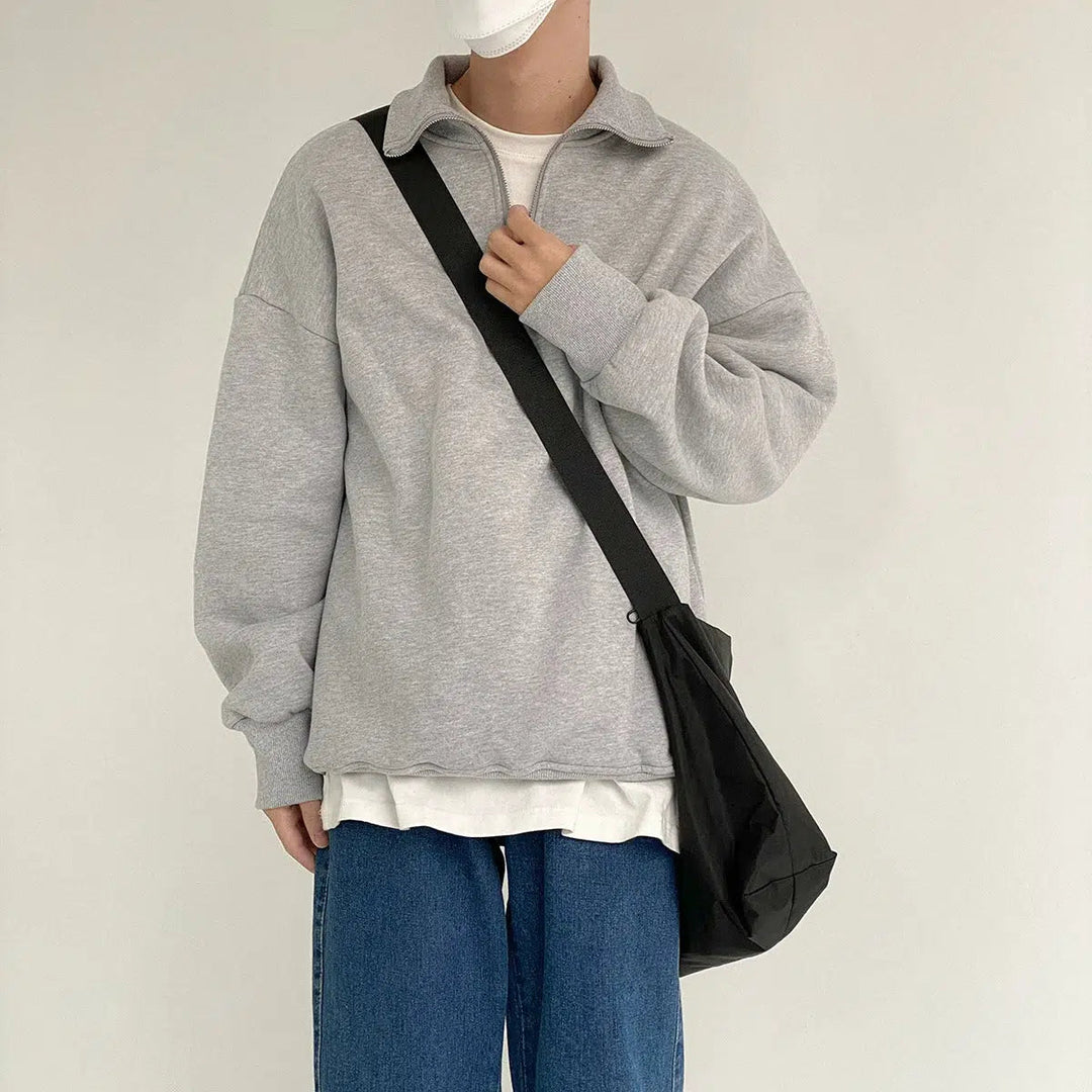 Zipper Stand Collar Sweatshirt