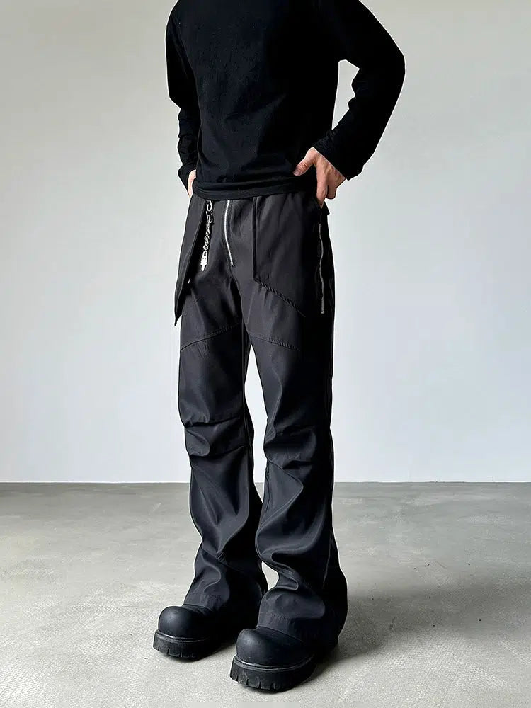 Zipper Wide-leg Flared Pants