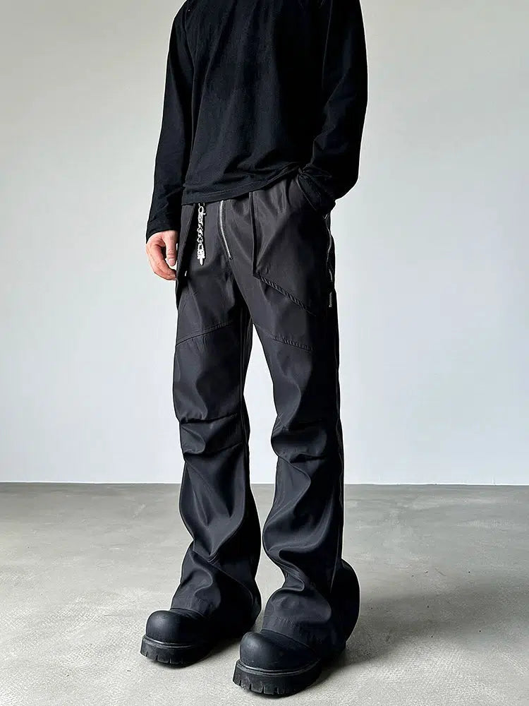 Zipper Wide-leg Flared Pants