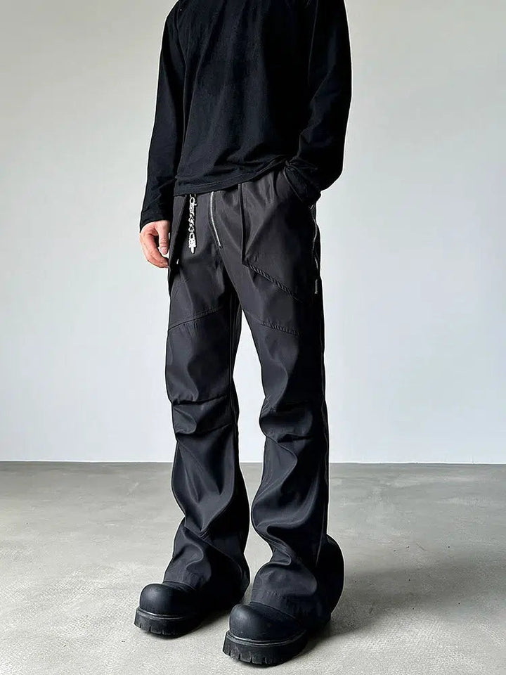 Zipper Wide-leg Flared Pants