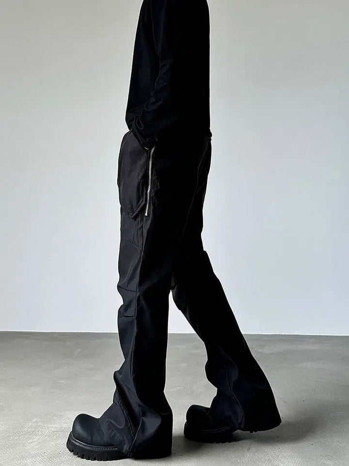 Zipper Wide-leg Flared Pants