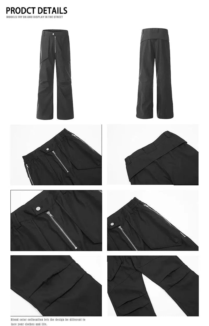 Zipper Wide-leg Flared Pants