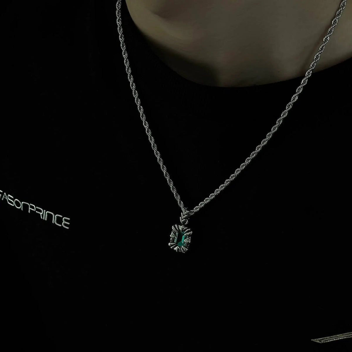 Zircon Emerald Pendant Necklace