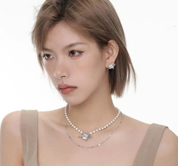 Zircon Pearl Earrings