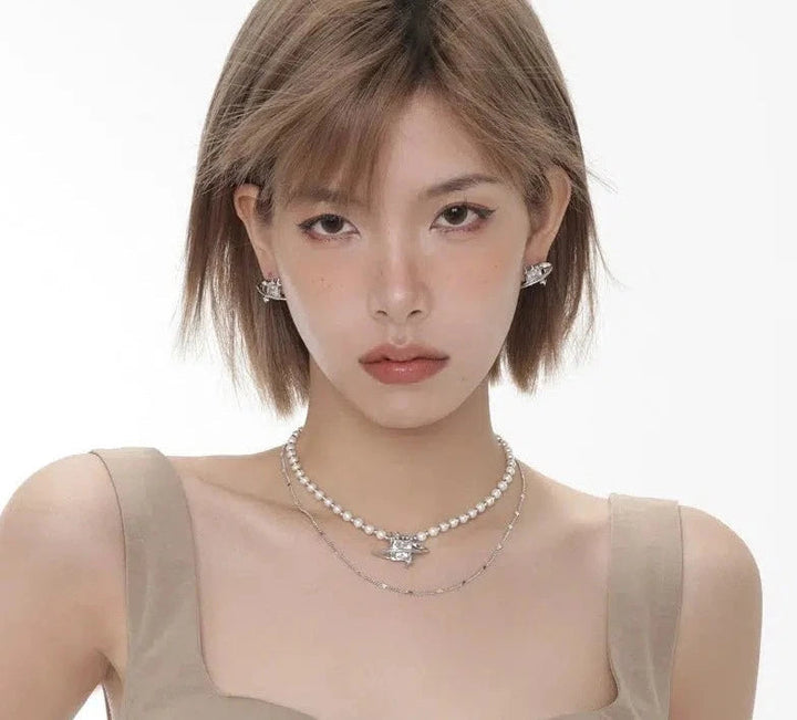 Zircon Pearl Earrings