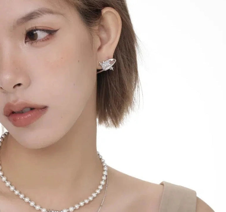 Zircon Pearl Earrings
