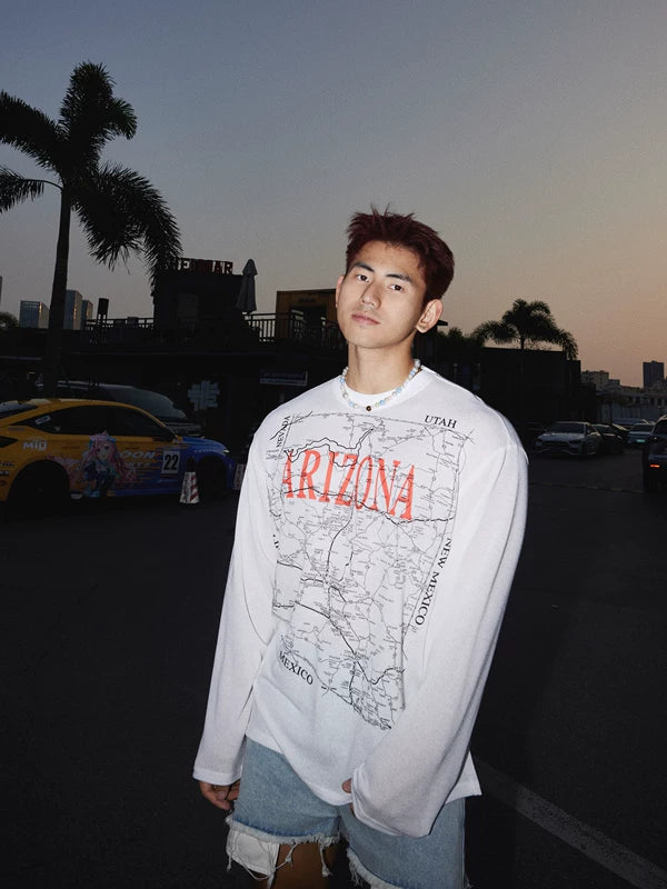 Arizona Map Print Long-Sleeve T-Shirt 1