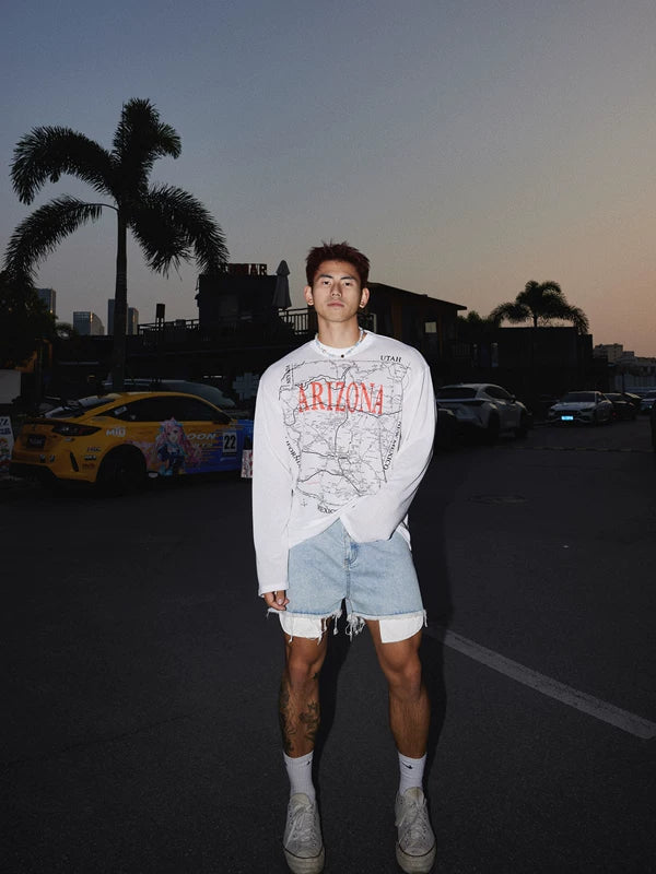 Arizona Map Print Long-Sleeve T-Shirt 2