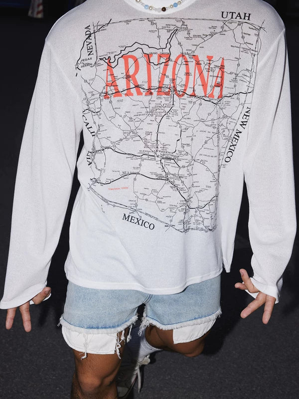Arizona Map Print Long-Sleeve T-Shirt 3