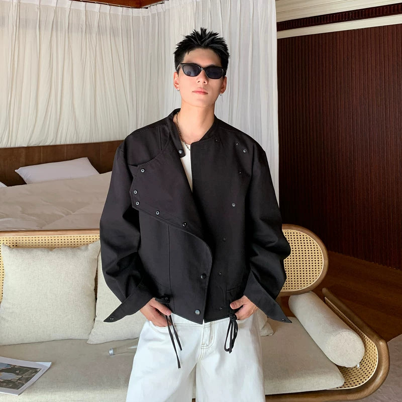 6045627080771,6045627080772,6045627080773, Asymmetric Button Front Cotton Jacket