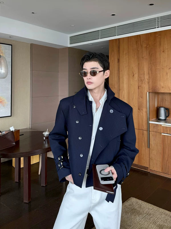 Asymmetrical Double-Breasted Short Commuter Jacket 2