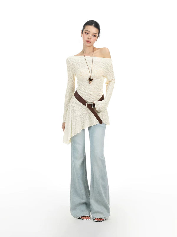 Asymmetrical Off-Shoulder Long Sleeve Dress 4