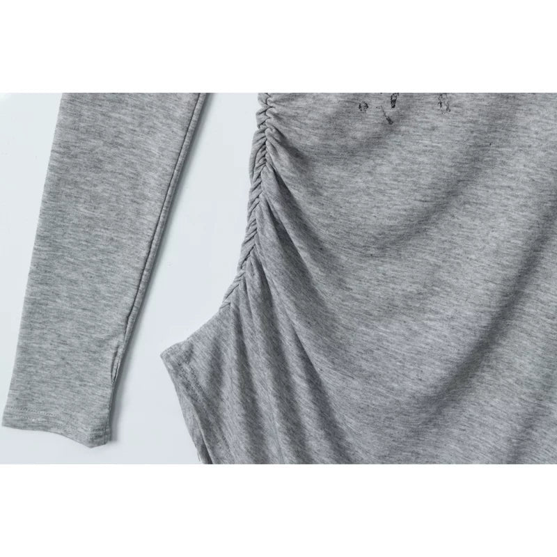 Asymmetrical Off-Shoulder Long Sleeve T-Shirt 2