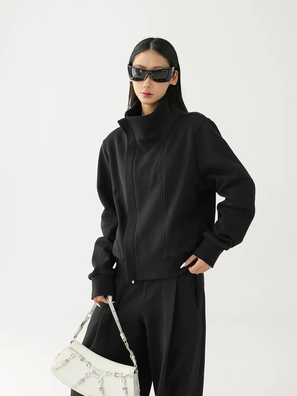 alt_id_6986609856, Asymmetrical Zip Sweatshirt and Wide-Leg Pants Set