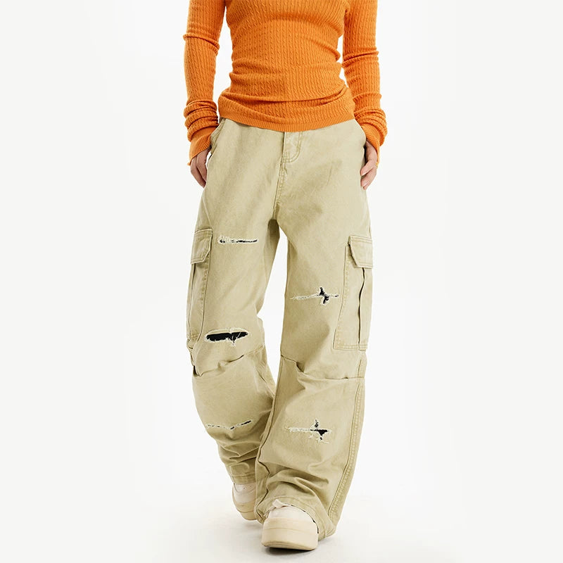 alt_id_8456518560, Baggy Ripped Patchwork Cargo Pants