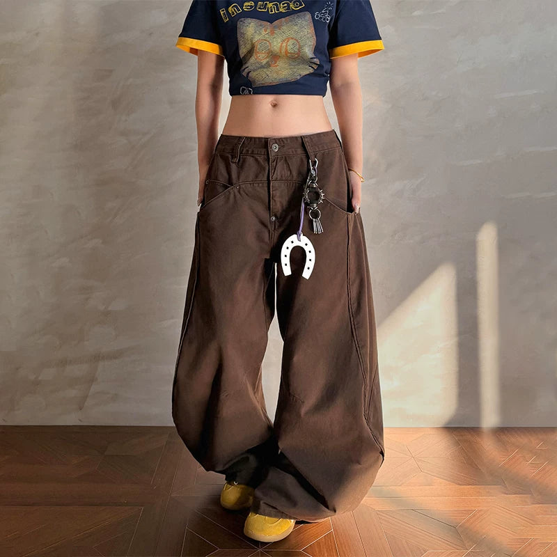 6194063634143,6194063634144,6194063634145,6194063634146,6194063634147, Baggy Wide Leg Cargo Jeans Pants