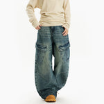 Baggy Wide-Leg Distressed Cargo Jeans Pants 2