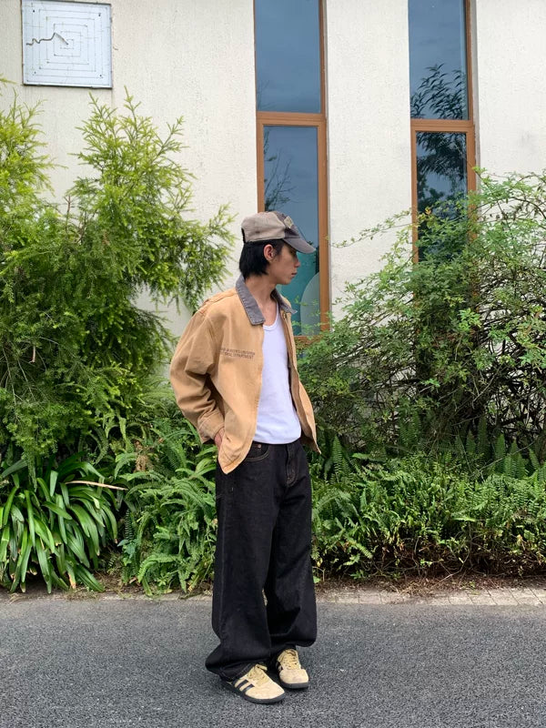 Baggy Wide-Leg Raw Denim Jeans Pants 4