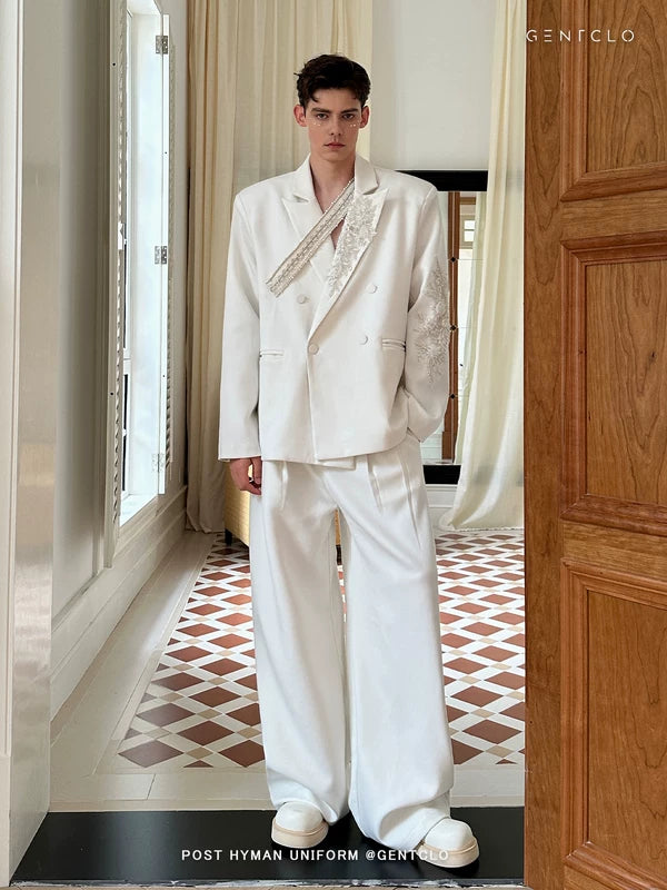 Beaded Double-Breasted Relaxed Suit Set 3