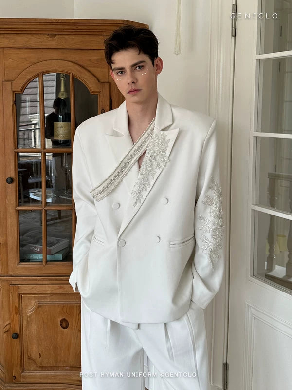 Beaded Double-Breasted Relaxed Suit Set 4